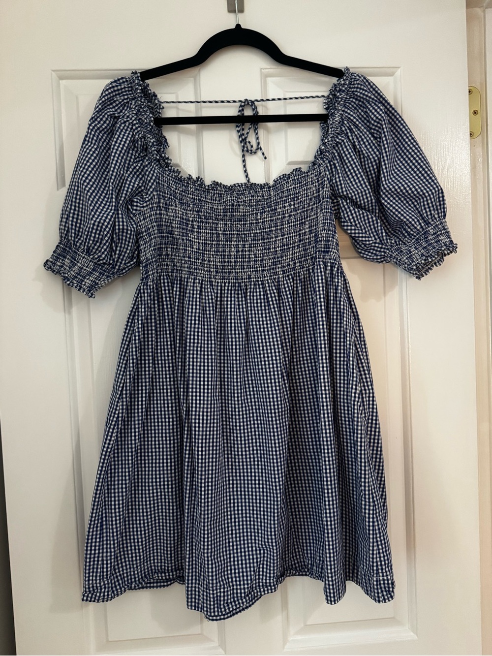 Nantucket Exclusive Hill House Blue Gingham Smocked Puff-Sleeve Dress